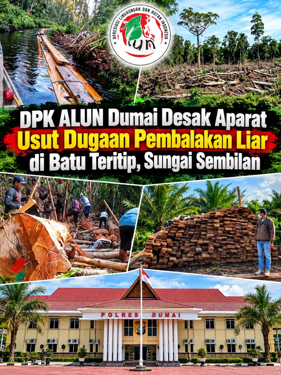 ALUN Dumai Desak Aparat Usut Dugaan Illegal Logging di Batu Teritip, Minta Pemodal hingga Aliran Dana Ditelusuri